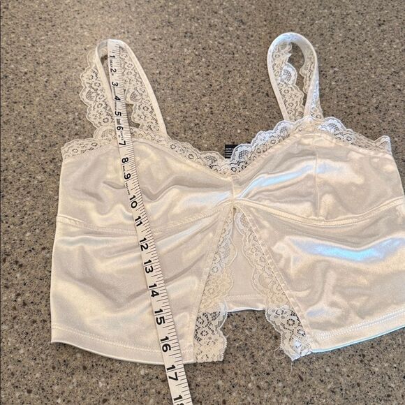FOREVER 21 Satin Lace Corset Cami Coquette Balletcore Y2k Vibes Top - Picture 8 of 9